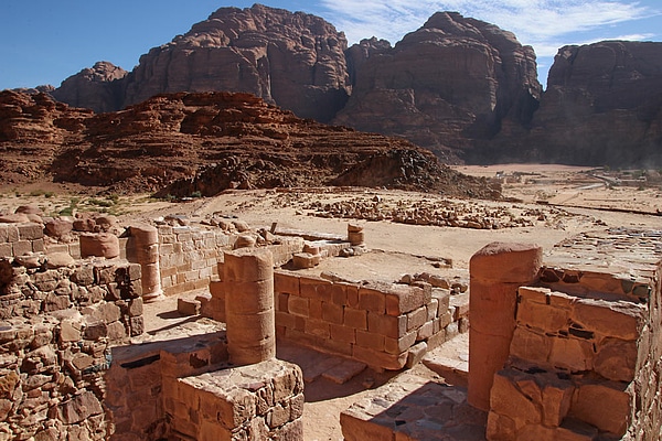 nabataean temple is the first stop of the tour in wadi rum