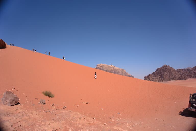 red sand dunes in wadi rum popular film location