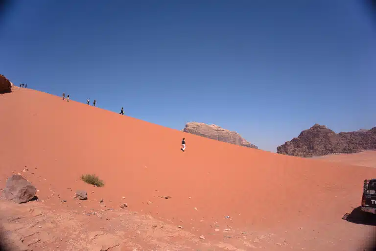 red sand dunes in wadi rum popular film location